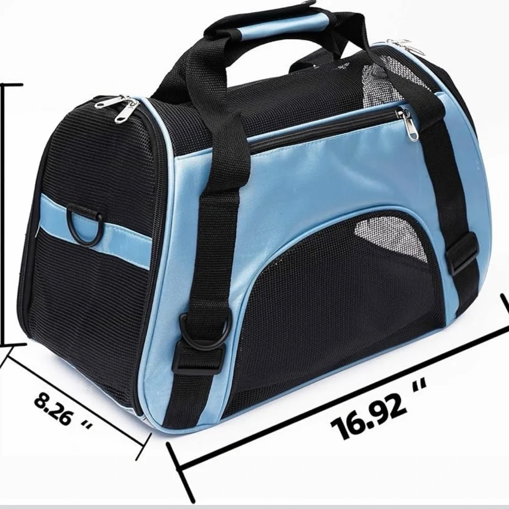 Blue and Black Pet Carrier Bag